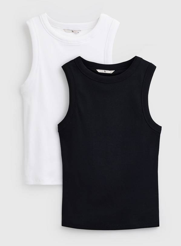 Black & White 2 Pack Ribbed Vests  20
